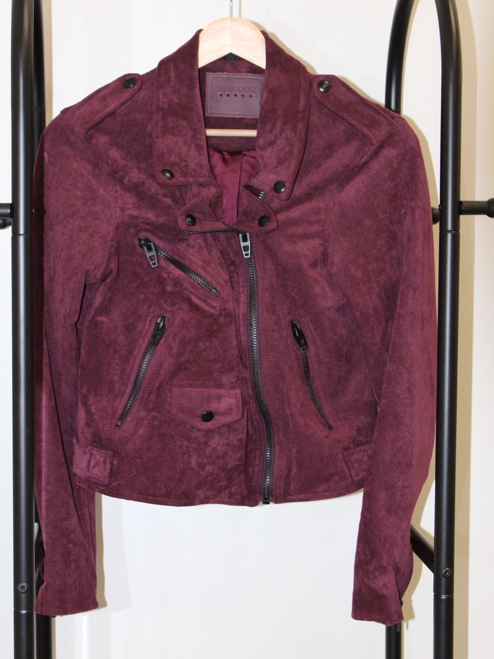 Blank NYC Burgundy Suede Moto Jacket